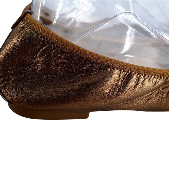 Juil The Flat Gold Bronze Leather Metallic Slip On Ballerina Flats Size 10 - Picture 13 of 14